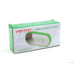 Часы настольные VST 712Y-4 ярко-зеленые цифры