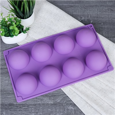 Форма для выпечки 8 ячеек силиконовая Полусфера 5,5 см / HL-294 / уп 200/ 0,1/ 28*16,3*2,8см
