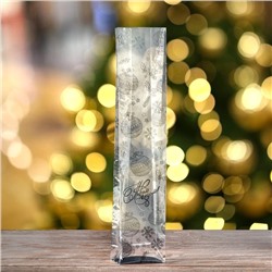 Пакет подарочный новогодний с жёстким дном, прозрачный с ёлочными шарами, 11×7×53 см