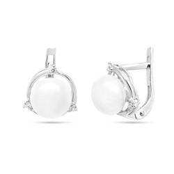Серьги из серебра жемчуг, см079