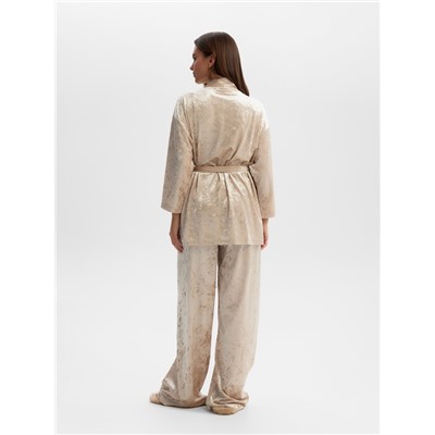 Костюм домашний женский (жакет, брюки) KAFTAN Velvet, размер 52-54, бежевый