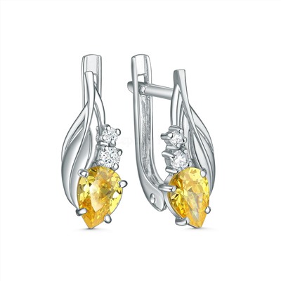 Серьги из серебра с фианитами родированные 2-4091-001