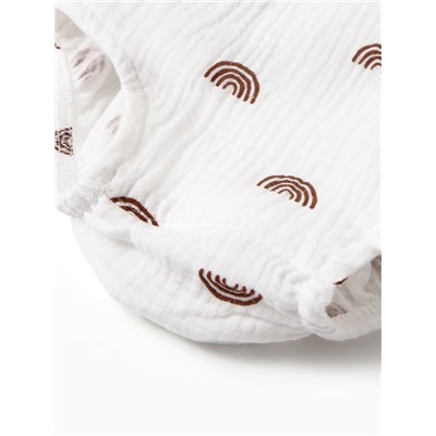 Комбинезон с рюшами Крошка Я Муслин, рост 62-68 см, молочный