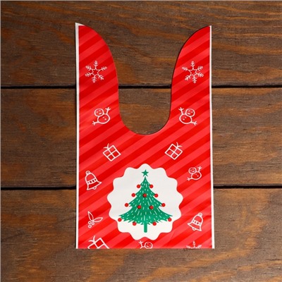 Пакет полиэтиленовый подарочный новогодний, с ушками «Ёлка», 13×22 см