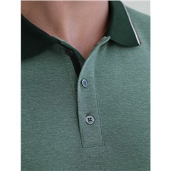 Футболка поло с воротником на пуговтцах из полотна пике с меланжевым плетением с эластаном