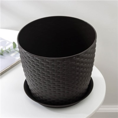 УЦЕНКА Горшок для цветов "Ротанг", БЕЗ ПОДДОНА, 4,7 л, цвет коричневый