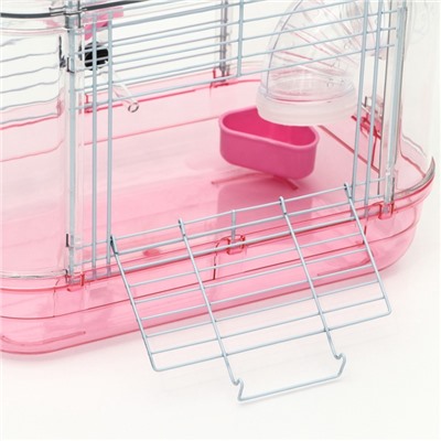 УЦЕНКА Клетка для грызунов с туннелем и наполнением, 32×21×55, см, розовая