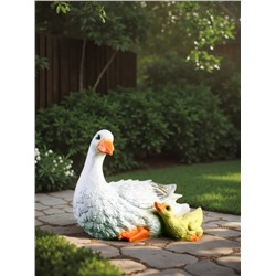 Садовая фигура из полистоуна «Утка с утёнком», 20×15×23 см