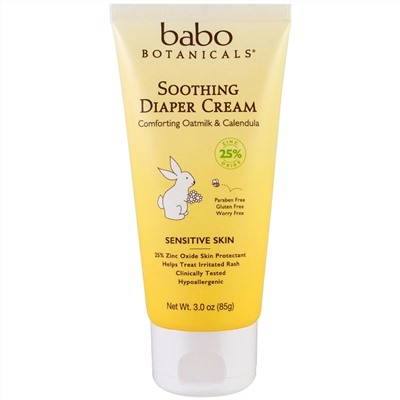 Babo Botanicals, Смягчающий крем для подгузников, успокаивающие овес и календула, 3,0 унции (85 г)