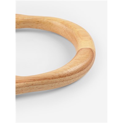 Ручки для сумки деревянные, с полукольцами, 10.3×8 см, 2 шт., цвет бежевый, серебряный