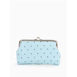 Косметичка на фермуаре, маленькая, с принтом, голубая