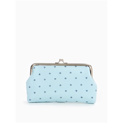 Косметичка на фермуаре, маленькая, с принтом, голубая