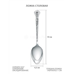 Ложка чайная из серебра с чернением 02-001