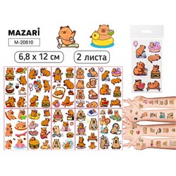 Тату стикеры 6,8 х 12 см КАПИБАРА 2 л. M-20810 Mazari