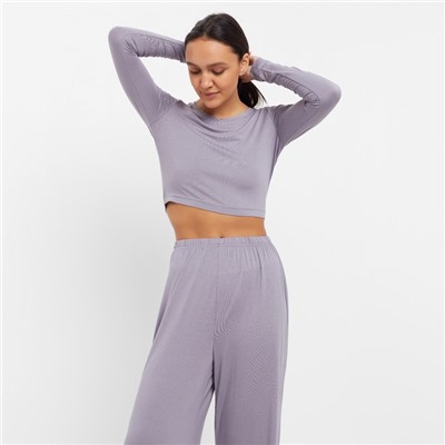 Пижама женская (лонгслив, брюки) MINAKU: Home collection, серая, размер 44