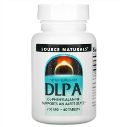 Source Naturals, DLPA (DL-фенилаланин), 750 мг, 60 таблеток