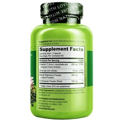 NATURELO, Immune Support with Elderberry, Vitamin C & Zinc plus Echinacea, 60 Vegetarian Capsules