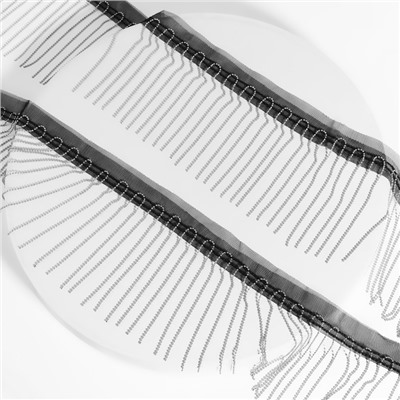 Тесьма металлизированная «Бахрома», 10 см, 4.5±0.5 м, чёрная