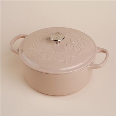 Кастрюля SL Home, d=24.5 см, h=11 см, с эмалированным покрытием, чугун, бежевая