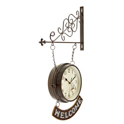 Часы настенные интерьерные WELCOME, двусторонние, на подвесе, бесшумные, плавный ход, 55×36 см, циферблат d=20 см