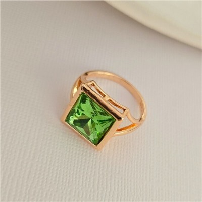 Кольцо 17 р ювелирная бижутерия коллекция "Дубай", покрытие позолота, вставка: фианит, цвет: зеленый, арт.414.114-17