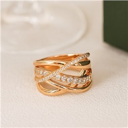 Кольцо 18 р коллекция "Xuping" покрытие позолота, вставка: фианиты, цвет: прозрачный, арт.101.315-18