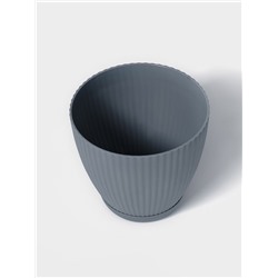 Горшок для цветов с поддоном Ribbed, пластиковый, 13.5×13.5×12 см, синий