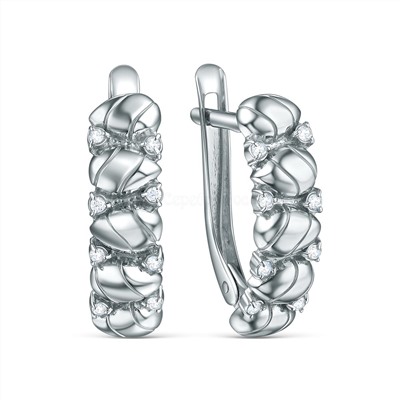 Серьги из серебра с фианитами родированные 3101028441