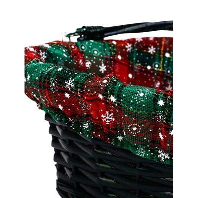 Корзина плетёная для хранения «Новогодняя», 32×32×14 см, ручка h=14 см, зелёная