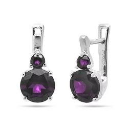 Серьги из серебра аметист, Пиллон