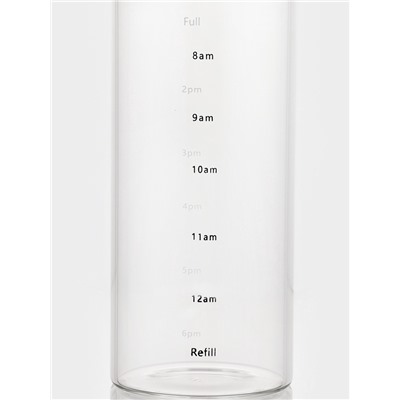 Бутылка для воды, 790 мл, 7.5×23 см, с трубочкой и шкалой времени, стекло, прозрачная