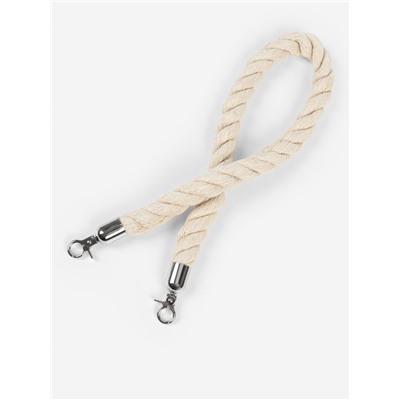 Ручка для сумки, канат, 60×1.5 см, с карабинами, цвет кремовый, серебряный