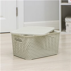 Ящик для хранения с крышкой «Ротанг», 13 л, 37×28×19 см, белый