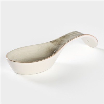 Подставка фарфоровая под ложку Доляна «Млечный путь», 21.5×7.5×3.5 см, цвет серый