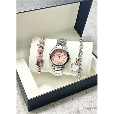 Подарочный набор для женщин часы, 2 браслета + коробка #22853020