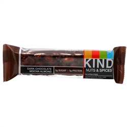 KIND Bars, Nuts & Spices, с темным шоколадом, мокко и миндалем, 12 батончиков, 40 г (1,4 унции) каждый