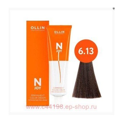 OLLIN "N-JOY" 6/13 – темно-русый пепельно-золотистый, перманентная крем-краска для волос 100мл