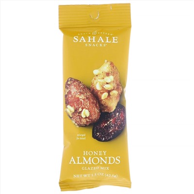 Sahale Snacks, Глазированная смесь, миндаль в меде, 9 пакетиков, 1,5 унции (42,5 г) каждый