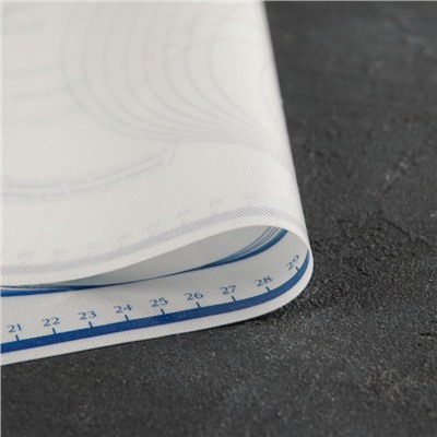 Коврик для выпечки и раскатки теста с разметкой, армированный, силикон, 59×38.5 см, белый