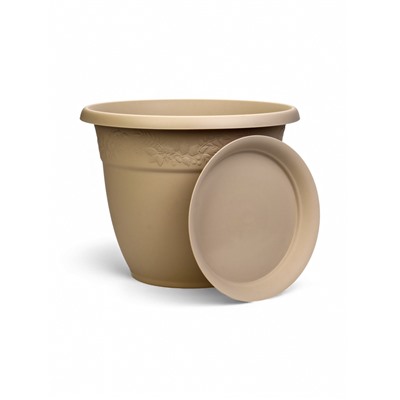 Горшок для цветов с поддоном «Рябина», 22 л, пластиковый, цвет латте