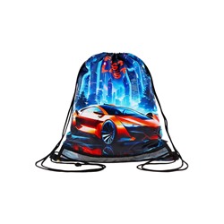 Мешок для обуви deVENTE на шнурке, с сеткой, принтом, размер 47×1×40 см, голубой/оранжевый