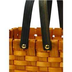 Корзина плетёная для хранения, 28×23×16 см, ручка h=15 см, деревянная, коричневая, Greengo