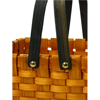 Корзина плетёная для хранения, 28×23×16 см, ручка h=15 см, деревянная, коричневая, Greengo