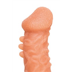 Телесная закрытая насадка с шершавой головкой Cock Sleeve 007 Size S - 13,8 см.