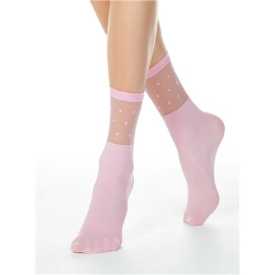 Полиамидные CONTE FANTASY Удлиненные носки с прозрачным верхом в горошек