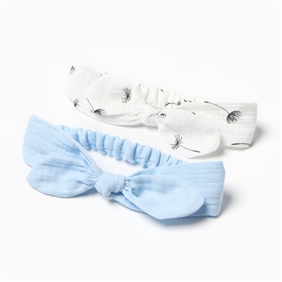 Повязки на голову «Крошка Я. Бантик», 2 шт., размер 46-48, голубая, белая