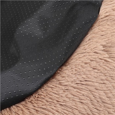 Лежанка для собак и кошек, длинный мех, 80×80×25 см, коричневая