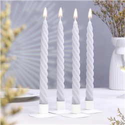 Набор свечей витых, 2.3×24.5 см, 5 ч, 50 г, 4 шт., серый