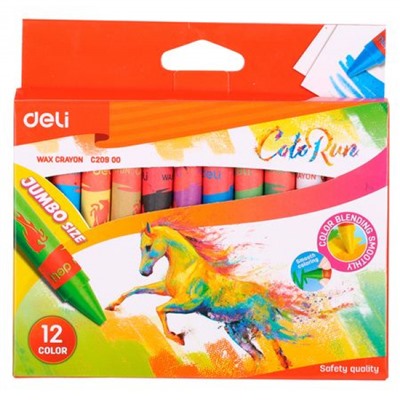 Мелки восковые 12цв EC20900 Colorun к/уп утолщенные (1204944) Deli