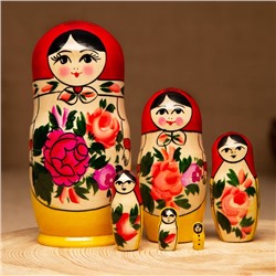 Матрёшка дерево «Нина», красный платок, 6 кукольная, 12-14 см